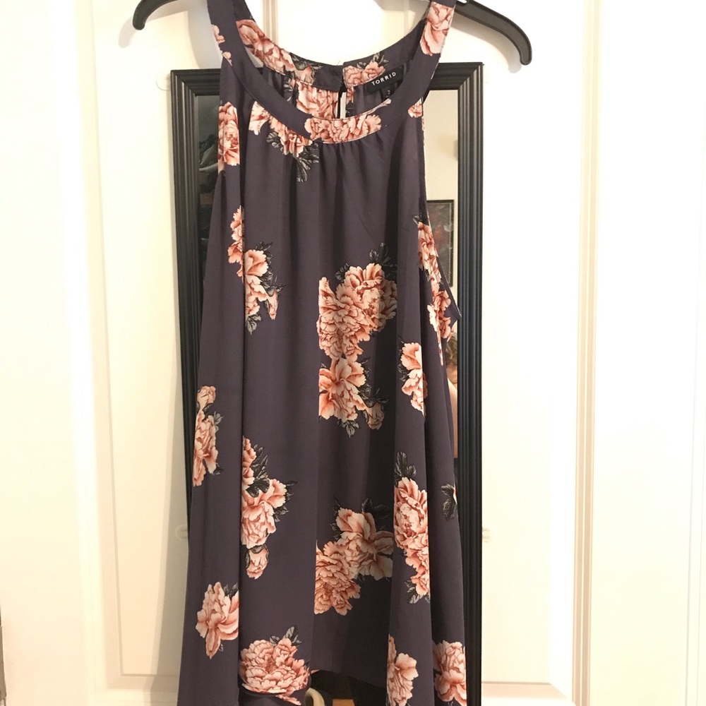 GREY FLORAL GODDESS GEORGETTE TANK